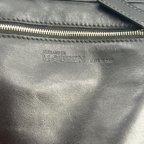 Alexander McQueen black calfskin leather grommet backpack - Picture 9 of 16